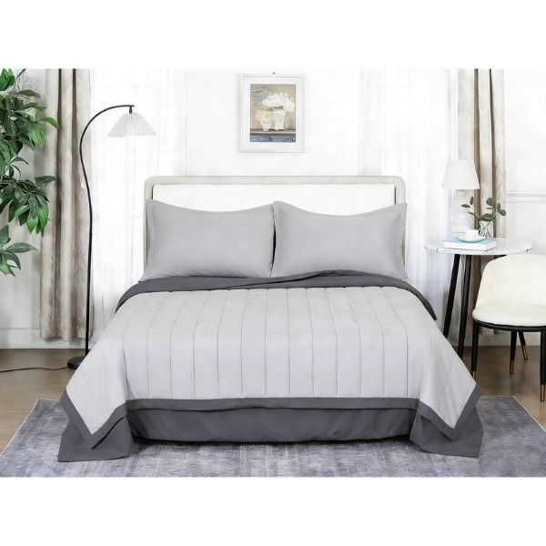 Фото - Комплект постільної білизни SOHO 200х220 Light gray/Dark gray (03-BT-7173-Gray)